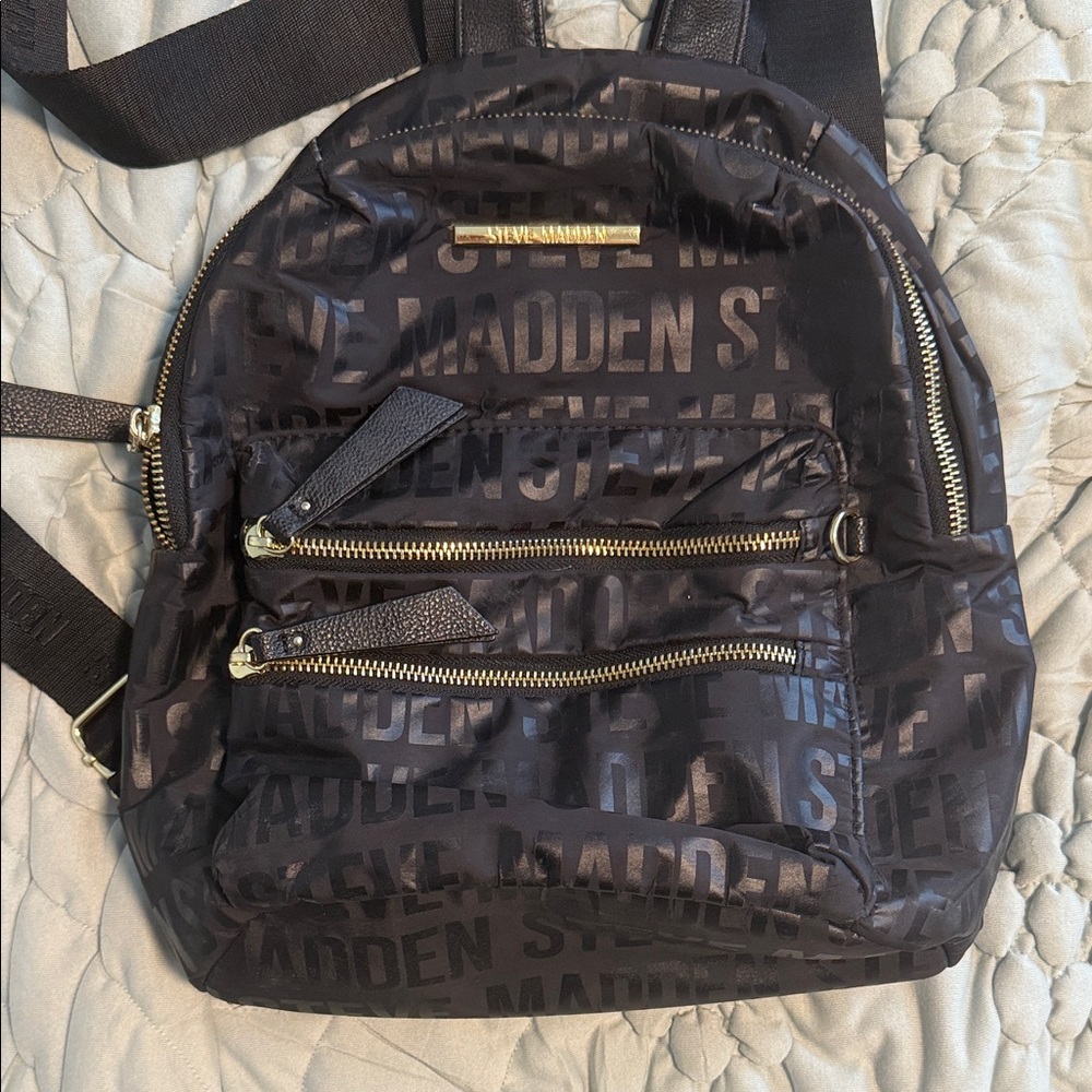 Steve Madden Black and Gold Mini Backpack